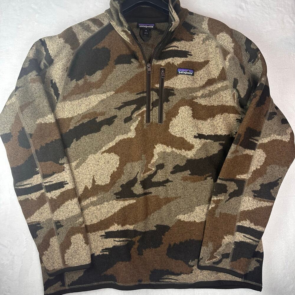 Patagonia Better Sweater Men XL Camo 1/4 Zip Fleece Pullover Outdoor Hiking